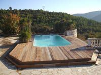 Piscine polyester, lac d'oro avec cailleboti teck -  - piscine coque polyester